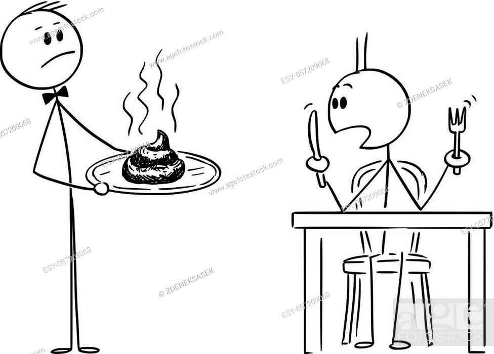 Cartoon stick figure drawing conceptual illustration of waiter in fancy or  luxury restaurant serving..., Stock Vector, Vector And Low Budget Royalty  Free Image. Pic. ESY-057209068 | agefotostock