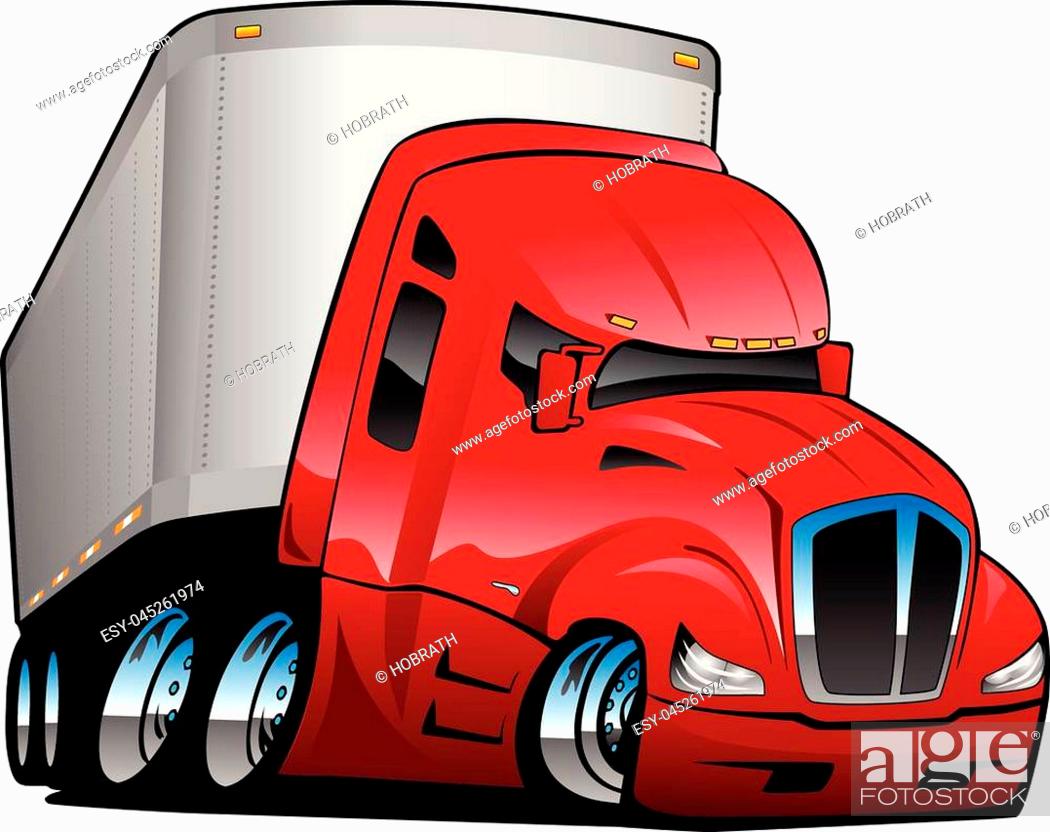 Big rig semi-truck tractor trailer cartoon vector illustration, red, chrome  wheels, big tires, Stock Vector, Vector And Low Budget Royalty Free Image.  Pic. ESY-045261974 | agefotostock