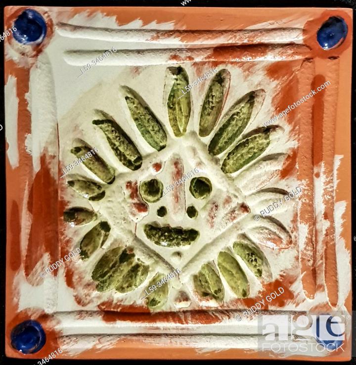 Stock Photo: """Little sun"", Pablo Picasso (1881-1973), red ceramic glaze.