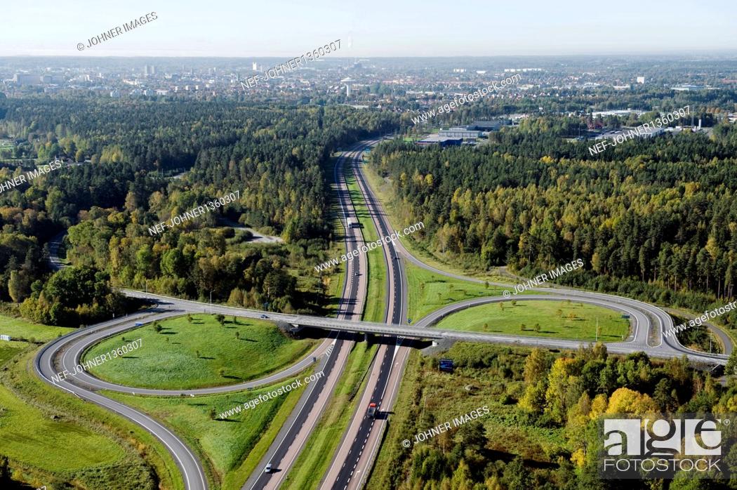 Stock Photo: Aerial view of route E18.