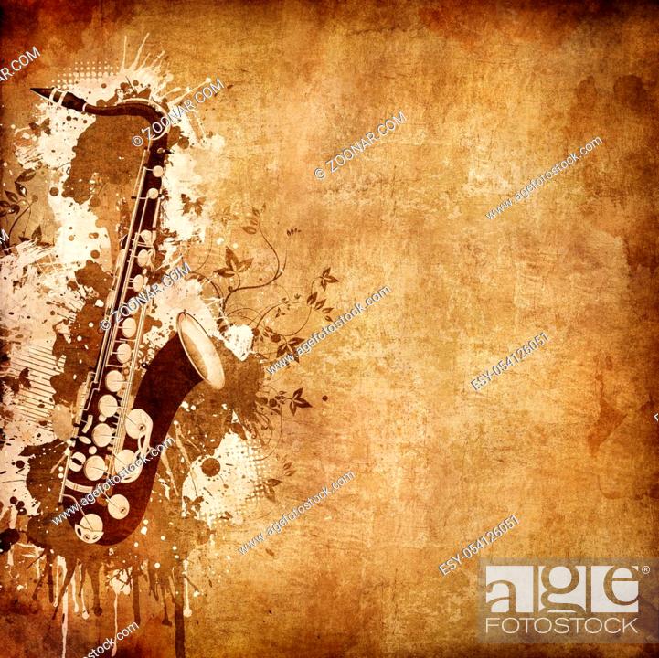 Old Paper. Retro Music Texture Background with Jazz Saxophone, Stock Photo,  Picture And Low Budget Royalty Free Image. Pic. ESY-054126051 | agefotostock