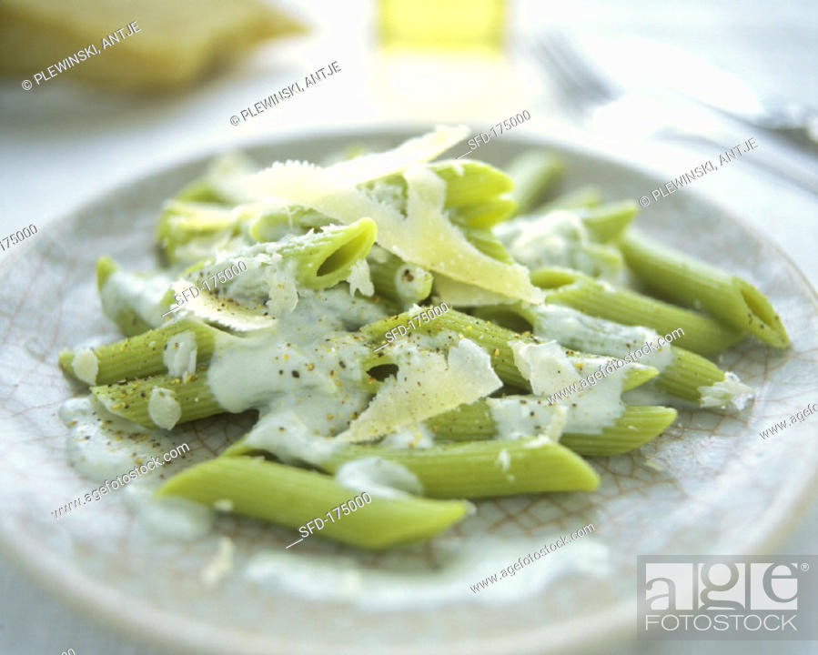 Penne Tre Formaggi (penne with cheese sauce), Stock Photo, Picture And ...