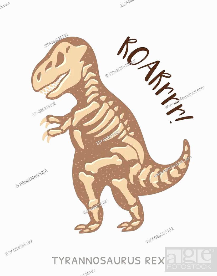 Cartoon card with a tyrannosaurus Rex skeleton and text Roar, Stock Vector,  Vector And Low Budget Royalty Free Image. Pic. ESY-036235192 | agefotostock