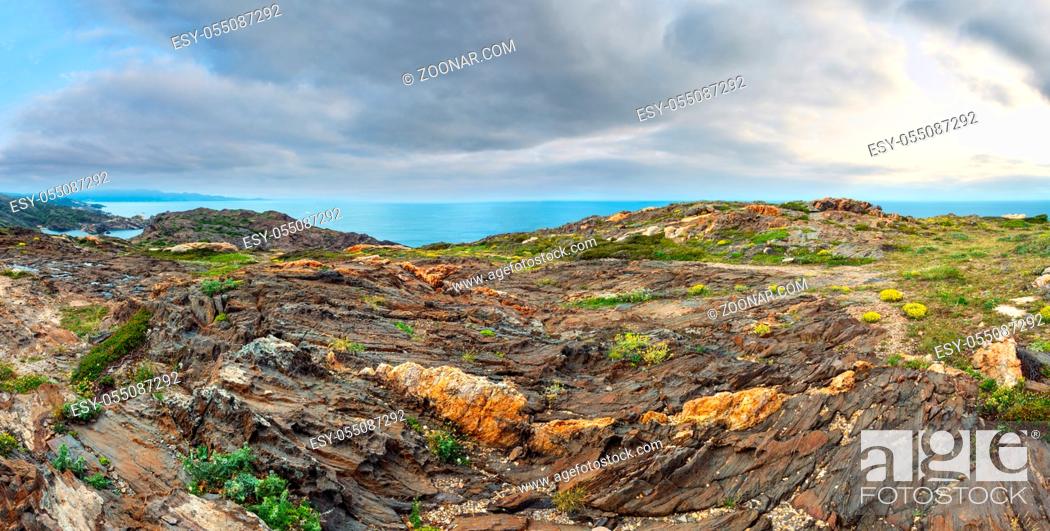 Stock Photo: Mediterranean rocky coast summer view from Creus cape (Cap de Creus), Costa Brava, Catalonia, Spain.