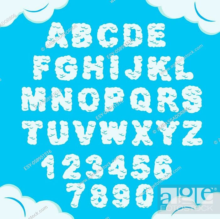 Cloud Font. Sky Air Alphabet. Cloudy Chubby letters and numbers, Stock  Vector, Vector And Low Budget Royalty Free Image. Pic. ESY-058951516 |  agefotostock