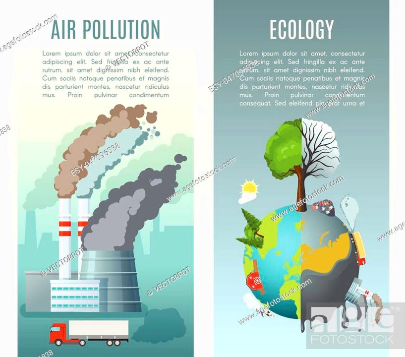 Two vertical ecology banners set with cartoon style environmental air  pollution conceptual..., Stock Vector, Vector And Low Budget Royalty Free  Image. Pic. ESY-047096838 | agefotostock