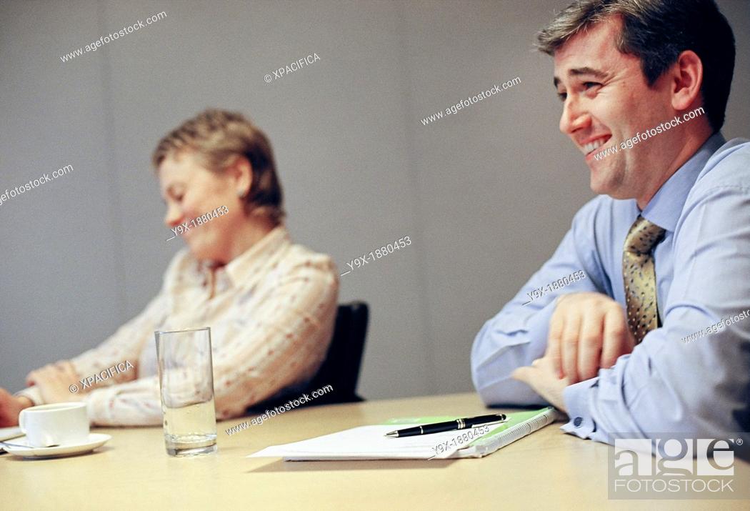 Stock Photo: Workers in the office of Credit Suisse First Boston CSFB, a leading stockbroker and investment bank.