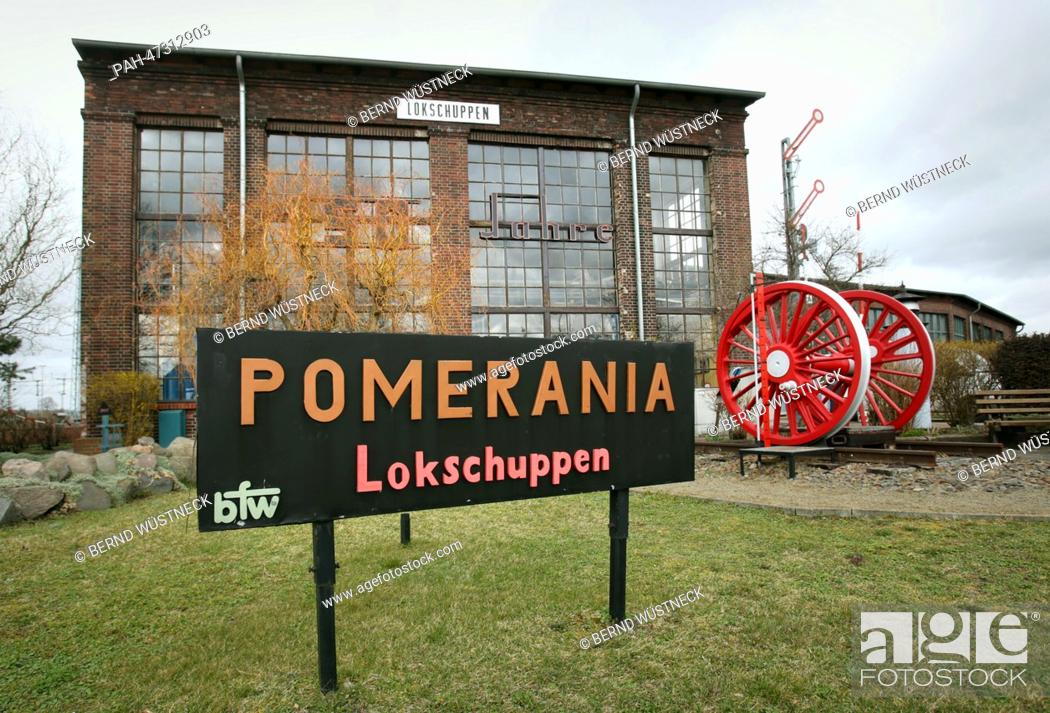 Stock Photo: The locomotive warehouse Pomerania in Pasewalk, Germany, 17 March 2014. It is part of a large railway museum, but it is also used for concerts of the.