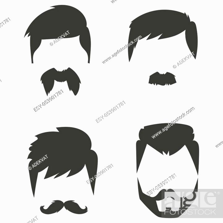 Vector set of hipster retro hair style mustache vintage old shave male  facial beard haircut isolated..., Stock Vector, Vector And Low Budget  Royalty Free Image. Pic. ESY-053901781 | agefotostock
