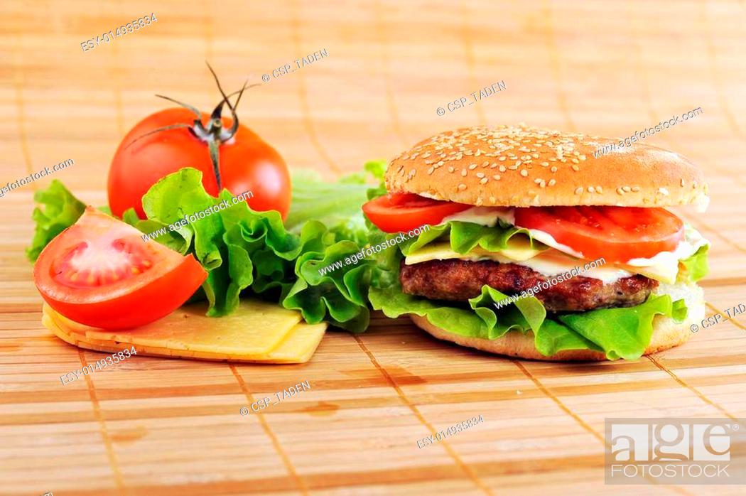 Stock Photo: hamburger with cutlet.