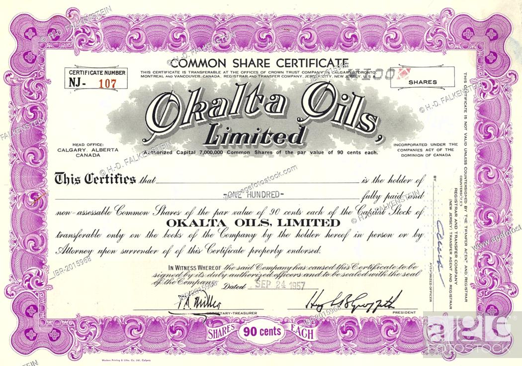 Canadian Export Gas & Oil > 1970 Calgary Alberta Canada stock certificate