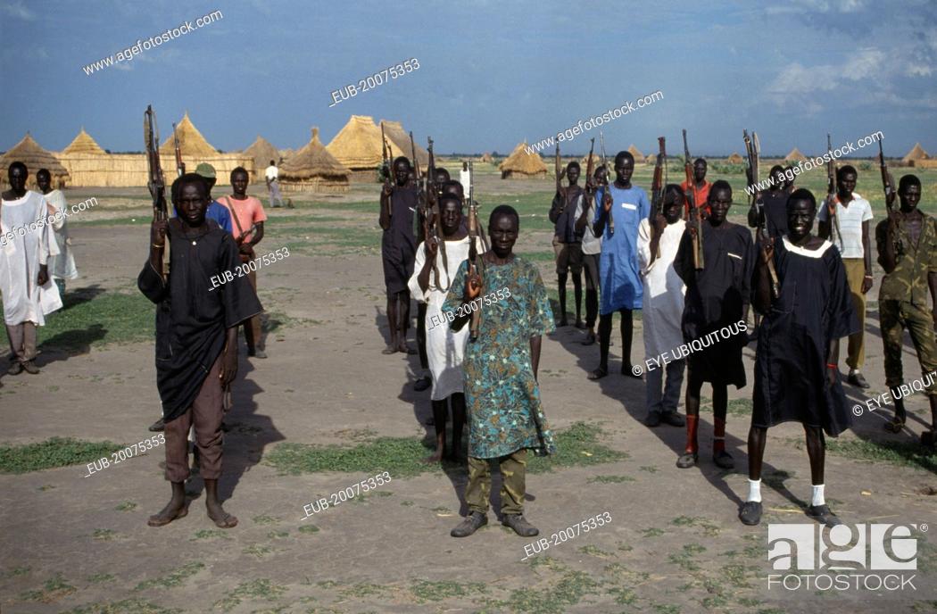 Stock Photo: Sudan People’s Liberation Army. Armed Nuer soldiers.