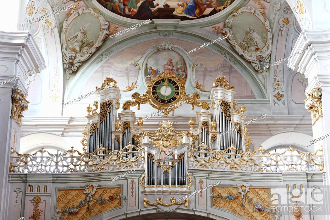 Stock Photo: Organ, Maria Langegg pilgrimage church, Dunkelsteinerwald, Wachau, Mostviertel region, Lower Austria, Austria, Europe.