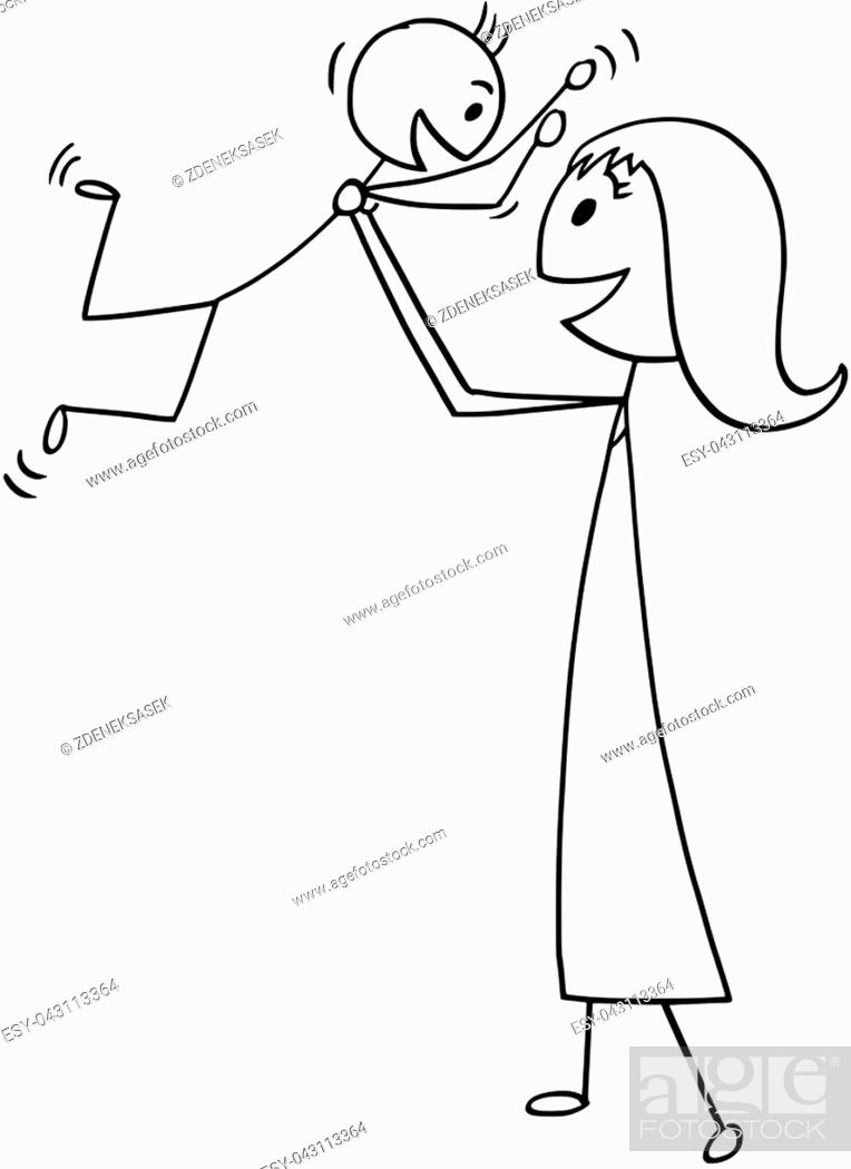 Cartoon stick man drawing conceptual illustration of mother and son  enjoying playing together, Stock Vector, Vector And Low Budget Royalty Free  Image. Pic. ESY-043113364 | agefotostock