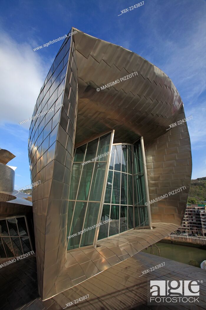 Stock Photo: Detail of the modern Guggenheim Museum, Bilbao, Spain.