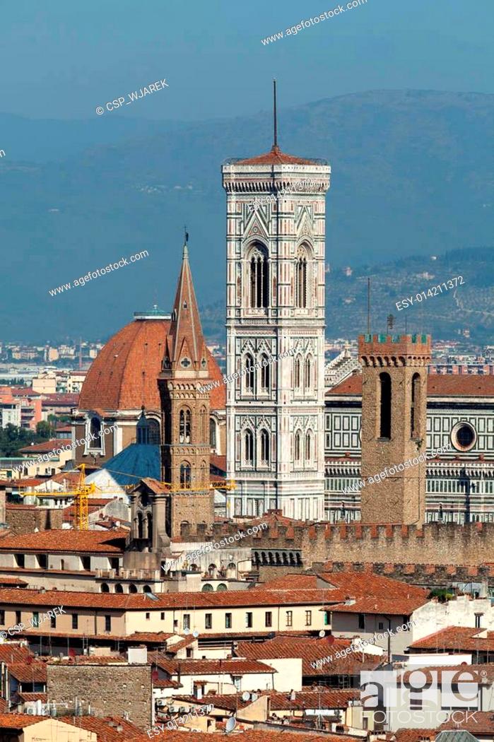 Stock Photo: Florence, Tuscany, Italy . View from the Michelangelo's Piazza.