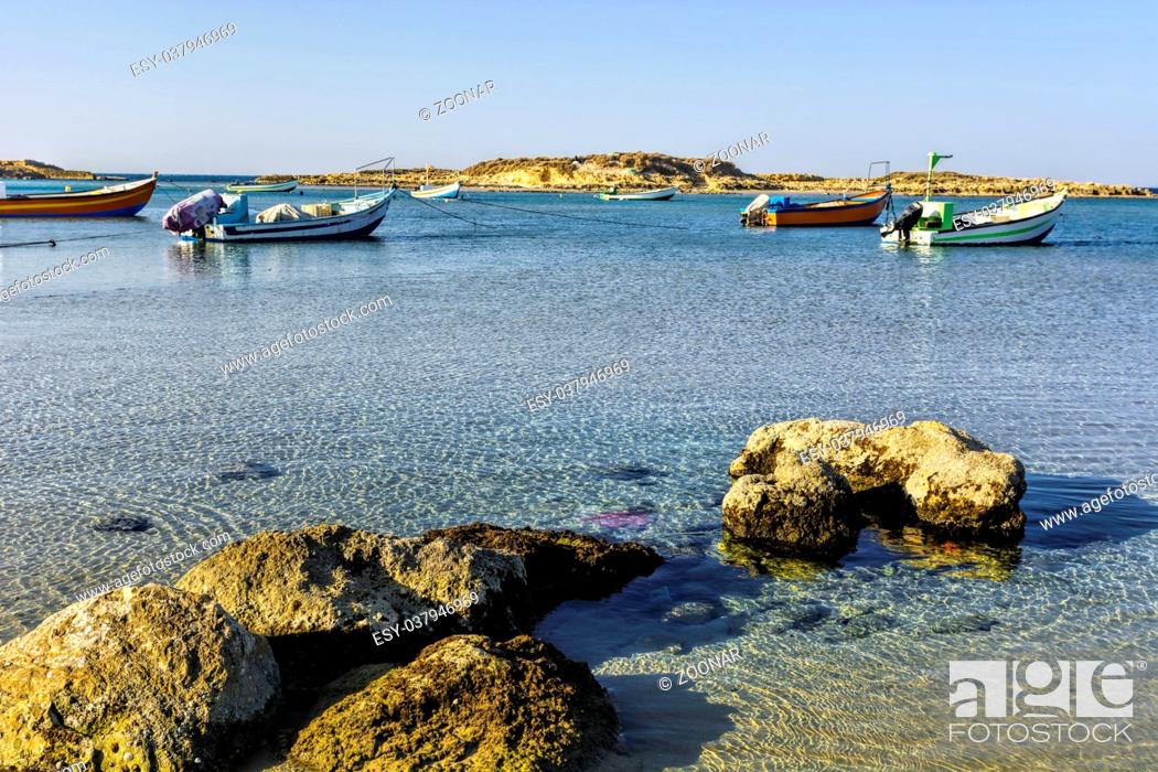 Stock Photo: Fishing Boats Moored in Israel.