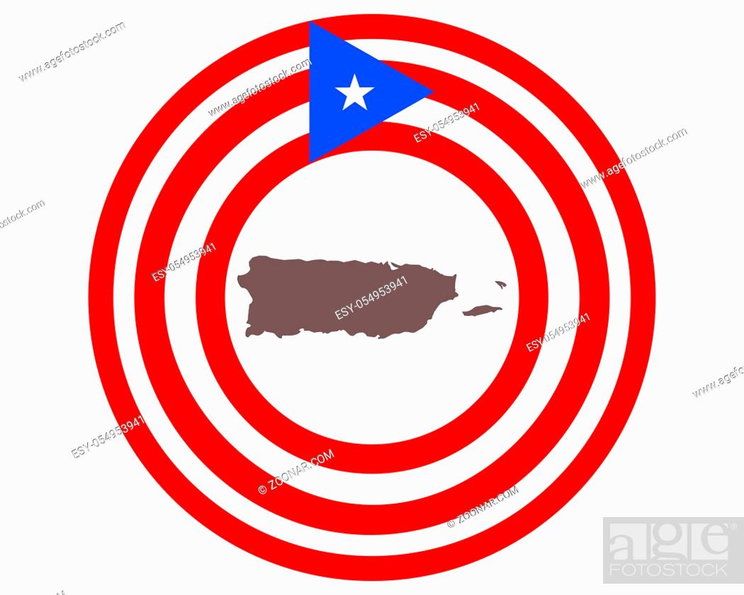Stock Photo: Landkarte von Puerto Rico auf Hintergrund mit Fahne - Map of Puerto Rico on background with flag.