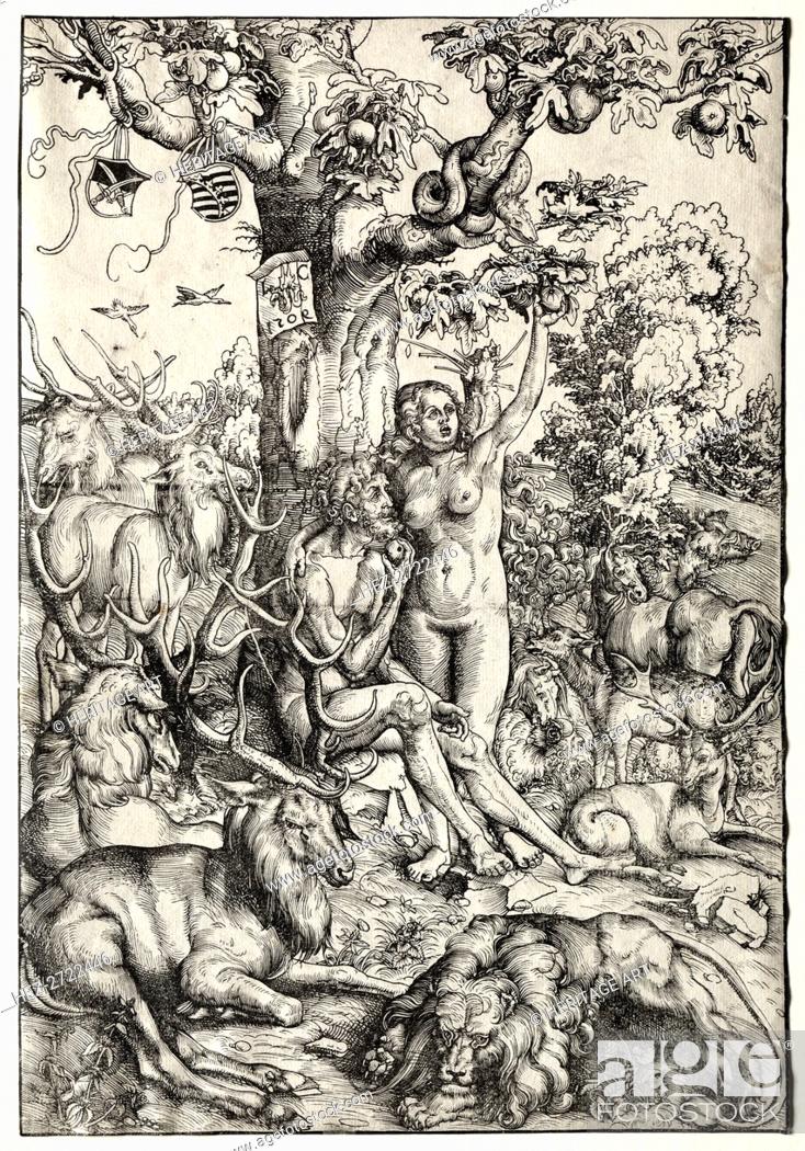 Stock Photo: Adam and Eve in Paradise, 1509. Creator: Lucas Cranach (German, 1472-1553).