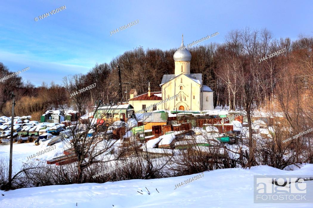 Stock Photo: Church of St John the Theologian at the Vitka river (1536), Veliky Novgorod, Novgorod region, Russia.