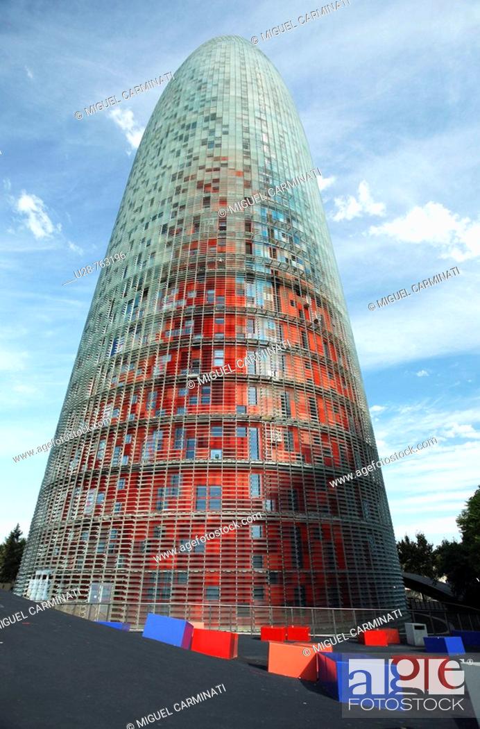 Stock Photo: Agbar Tower by Jean Nouvel, Barcelona. Catalonia, Spain.