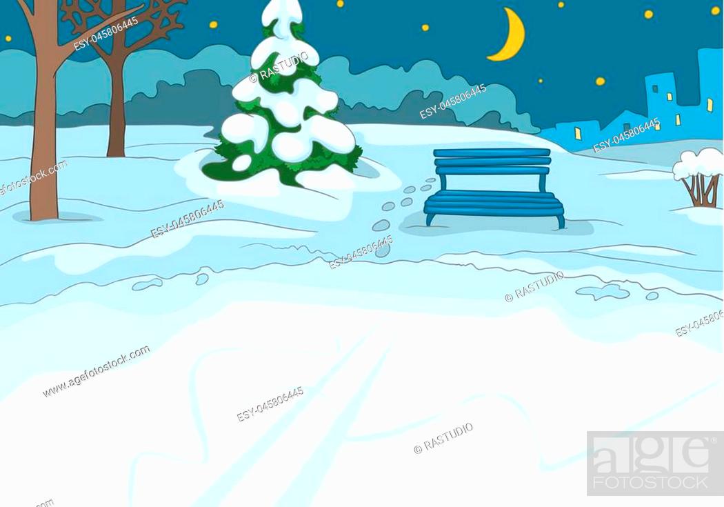 Hand drawn cartoon of winter landscape. Cartoon of winter background, Stock  Photo, Picture And Low Budget Royalty Free Image. Pic. ESY-045806445 |  agefotostock