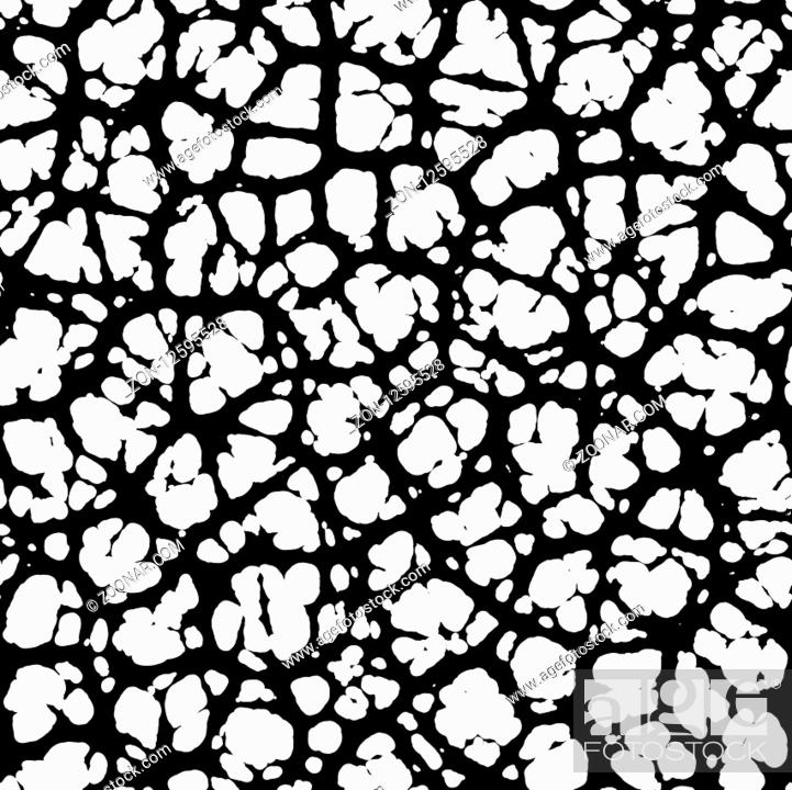 Stock Photo: Black and White Seamless Grunge Dark Distressed Pattern. Abstract Chaotic Ink effect. Dots, Spots, Noise, Scratches, Cracks, Stain, Dirt.