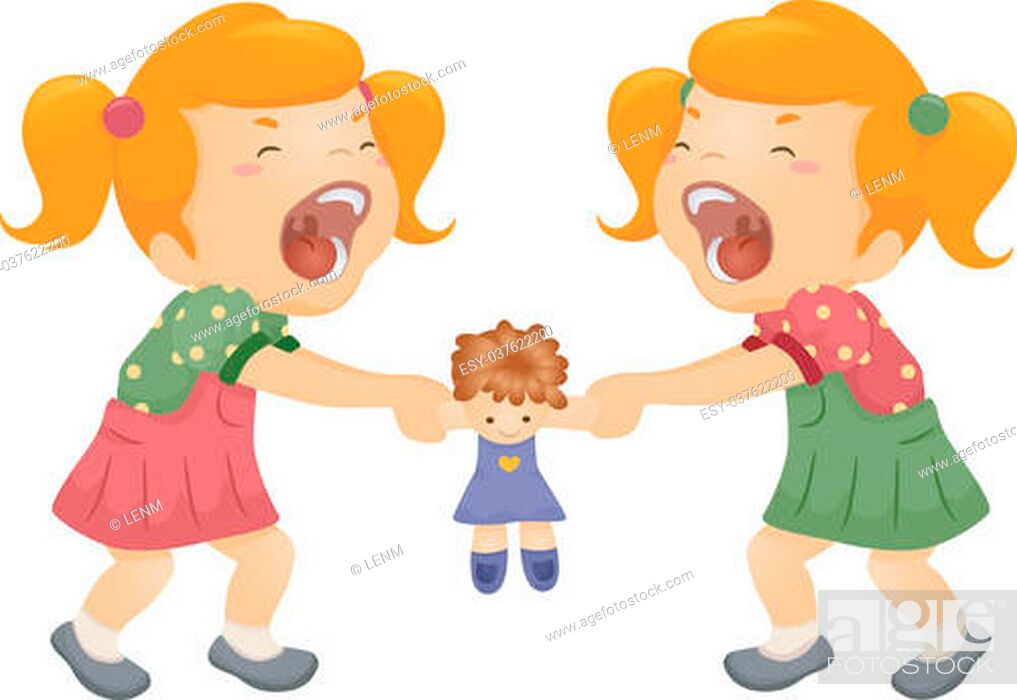 Illustration of Twin Sisters Fighting Over a Doll, Stock Vector, Vector And  Low Budget Royalty Free Image. Pic. ESY-037622200 | agefotostock