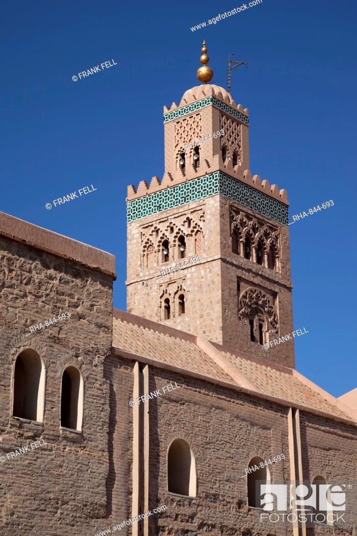 Stock Photo: Minaret of the Koutoubia Mosque, Marrakesh, Morocco, North Africa, Africa.