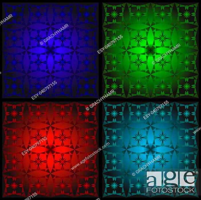 Set Of Patterns For Stained Glass Blue, Stained Glass Tiles