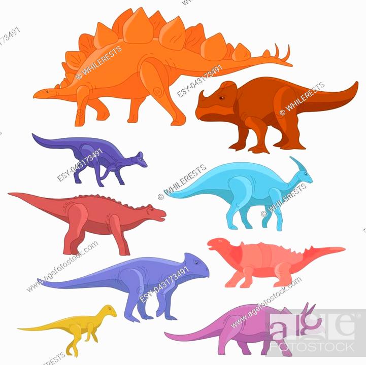 Different type of cartoon dinosaurs cute monster set. Dinosaur cartoon  collection prehistoric..., Stock Vector, Vector And Low Budget Royalty Free  Image. Pic. ESY-043173491 | agefotostock