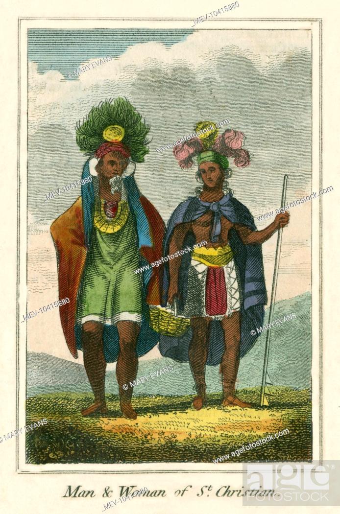 Stock Photo: Man and Woman of the Island of Tahuata (St Christian Island), the smallest of the Marquesas Islands, a group of volcanic islands in French Polynesia.