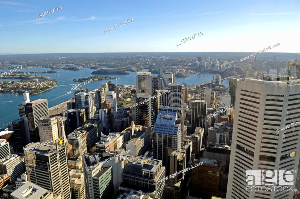 Stock Photo: View across Sydney from Sydney Tower, Sydney, Australia.