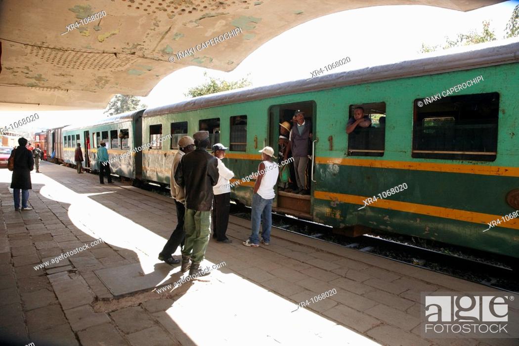 Stock Photo: Train station, Madagascar FCE Jungle Express, Fianarantsoa train station,  Fianarantsoa, Madagascar, Africa.