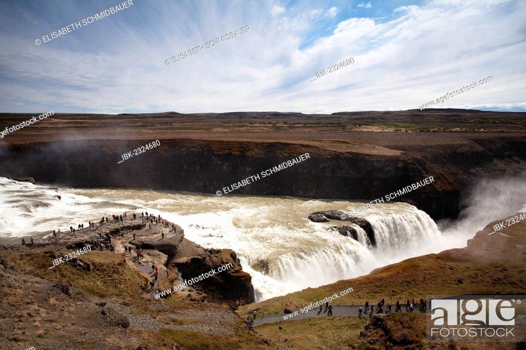 Stock Photo: Gullfoss waterfall, Golden Circle, southern Iceland, Iceland, Europe.