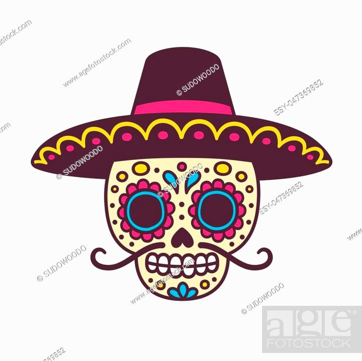 Cartoon Mexican sugar skull vector illustration for Dia de los Muertos (Day  of the Dead), Stock Vector, Vector And Low Budget Royalty Free Image. Pic.  ESY-047369852 | agefotostock