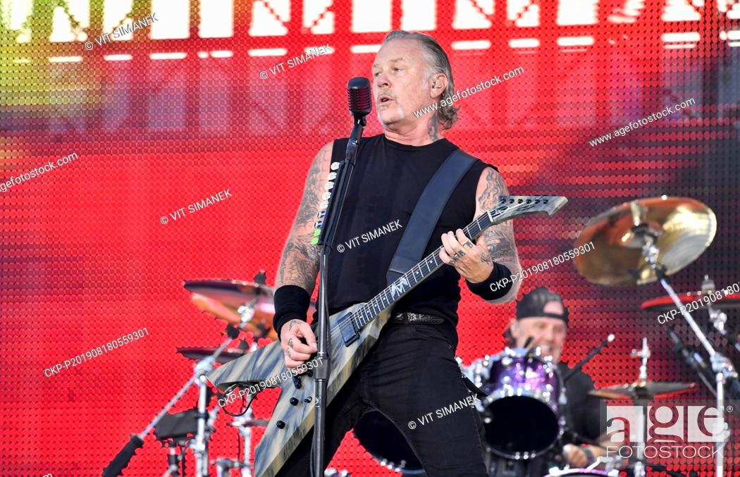 Stock Photo: The Metallica heavy metal band opened its Prague concert for some 70, 000 people with the Ecstasy of Gold song by Ennio Morricone from The Good.