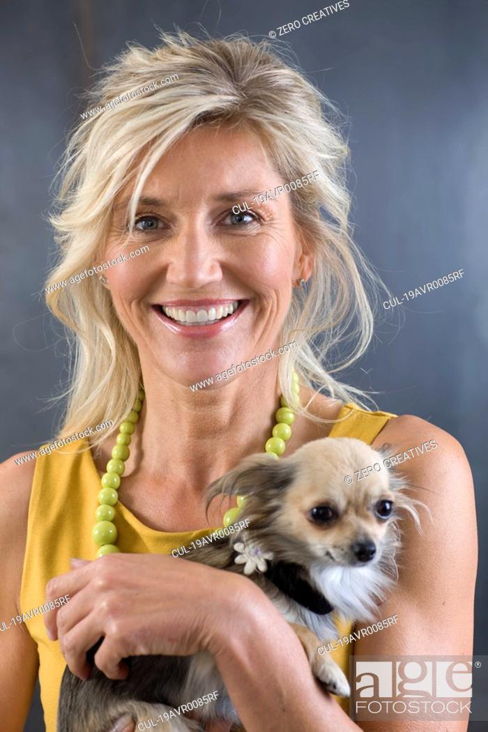 Stock Photo: Woman and her dog.