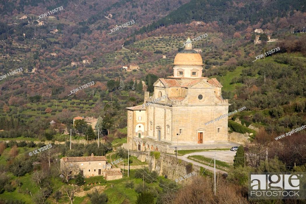 Stock Photo: europe, italy, tuscany, cortona, st maria nuova church.