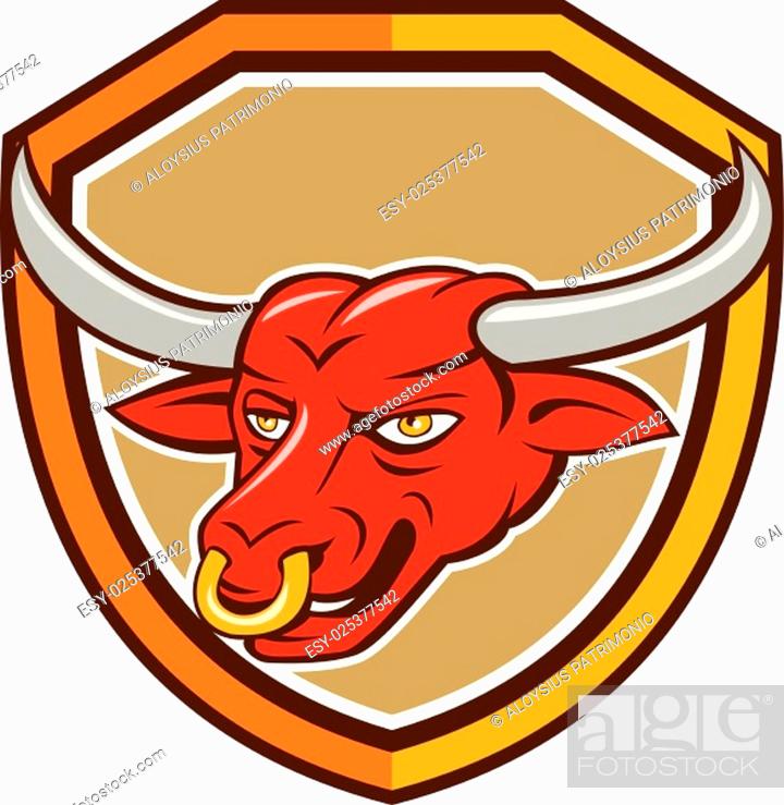 Illustration of a texas longhorn bull head with nose ring set inside shield  on isolated background..., Stock Vector, Vector And Low Budget Royalty Free  Image. Pic. ESY-025377542 | agefotostock