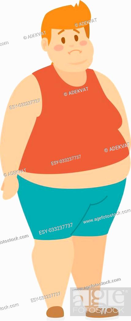 Cartoon character of fat boy, Dieting fitness. Fat boy man standing cartoon  flat illustration, Stock Vector, Vector And Low Budget Royalty Free Image.  Pic. ESY-033237737 | agefotostock