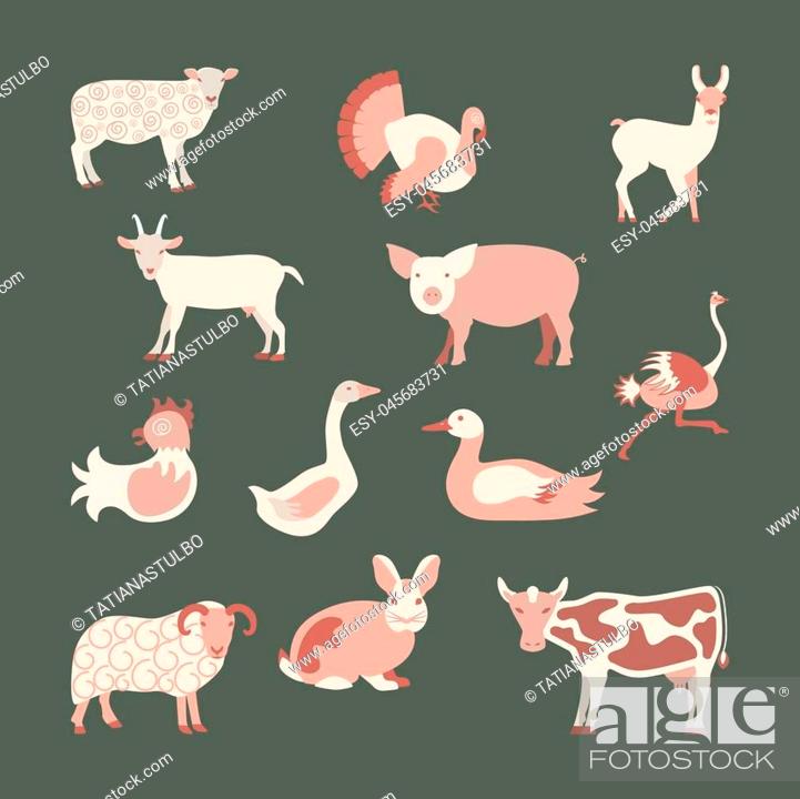 Set farm animals icon in modern flat design. Perfect organic farm products  banner or flyer, Stock Vector, Vector And Low Budget Royalty Free Image.  Pic. ESY-045683731 | agefotostock