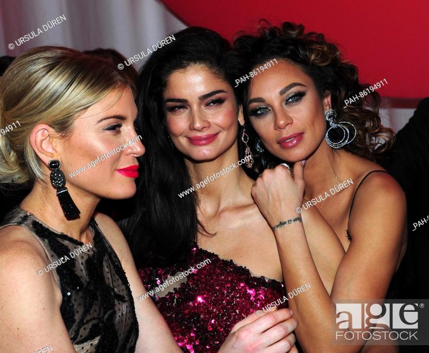 Stock Photo: Models (l-r) Hofit Golan, Shermine Shahrivar and Lilly Becker, wife of tennis legend Benjamin Becker, celebrating the occasion of the Mon Cheri Barbara Tag gala.
