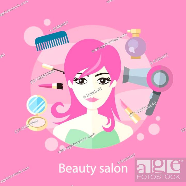 Beauty salon concept flat style design. Hair salon, beauty spa, beauty  treatment, beautiful face, Stock Vector, Vector And Low Budget Royalty Free  Image. Pic. ESY-035813840 | agefotostock
