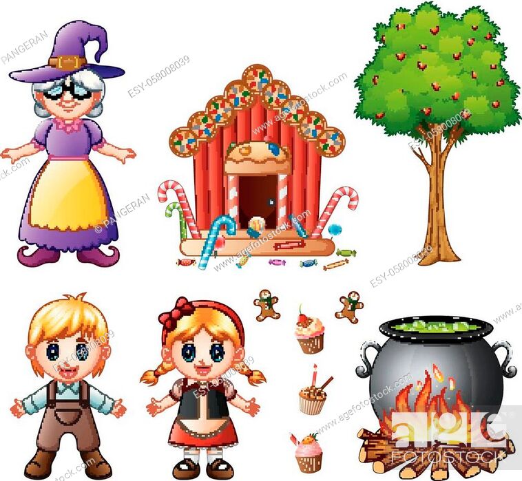 Stock Vector: Vector illustration of Hansel and Gretel collections.