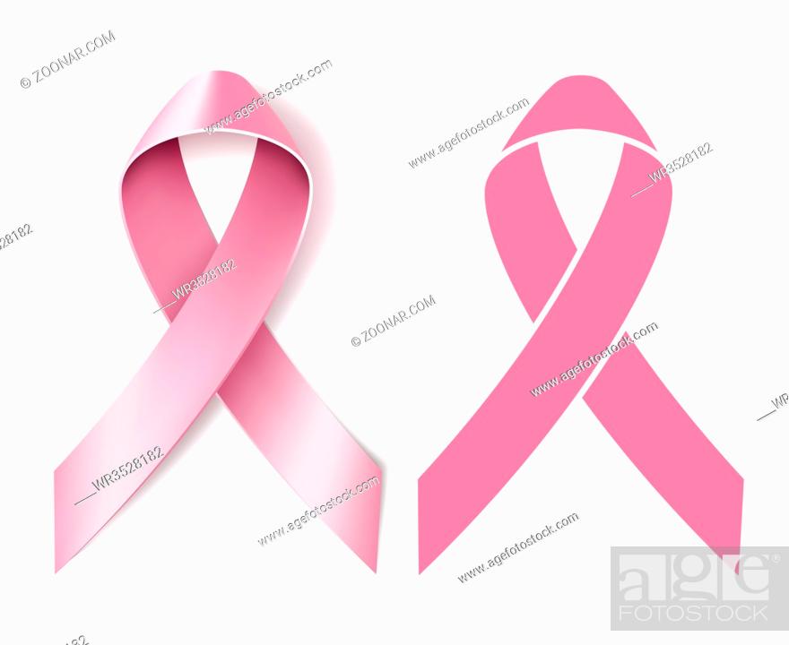 Imagen: Realistic pink ribbon isolated on white. Breast cancer awareness symbol. Vector illustration.