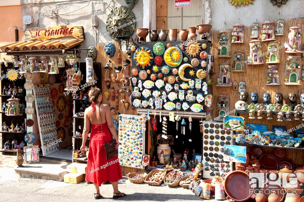 Stock Photo: Italy, Calabria, Tropea, souvenir shop.