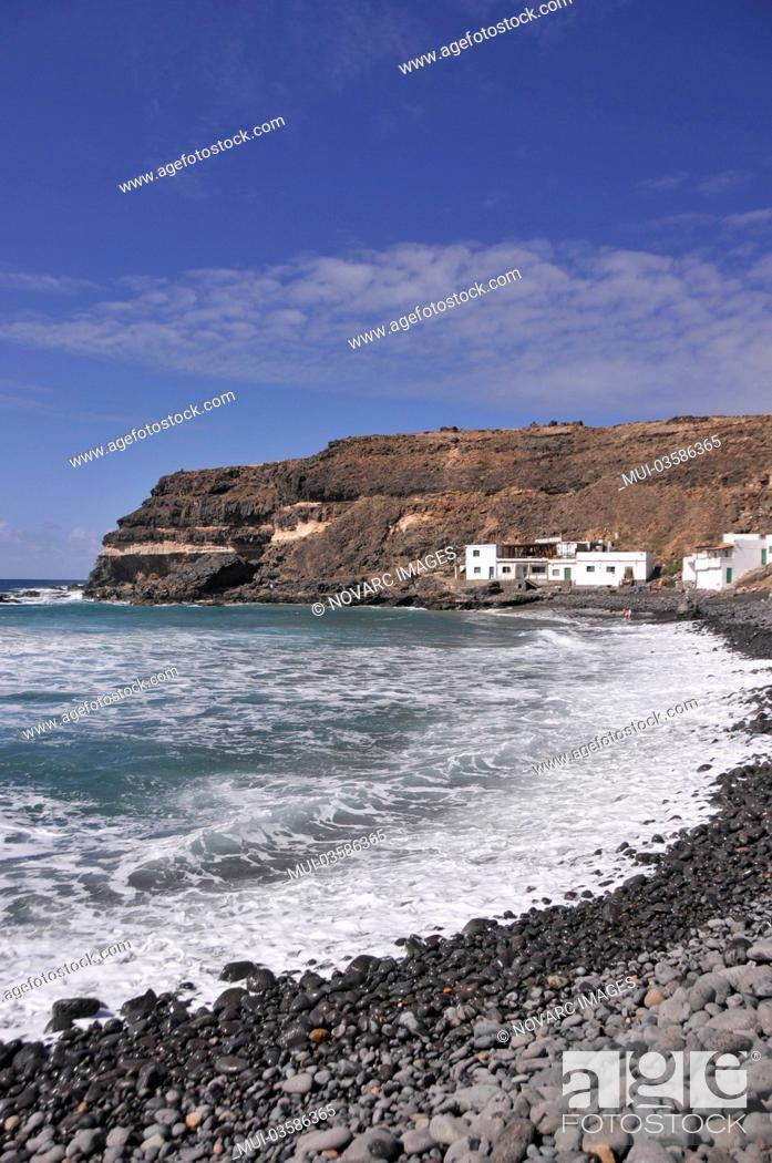 Stock Photo: Surf, rocky coast, Atlantic coast, fishing village, Los Molinos, Fuerteventura, Canary Islands, Spain, Europe.