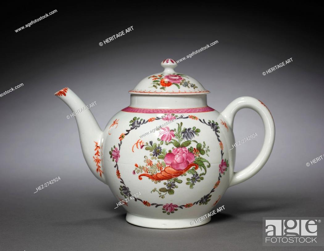 Stock Photo: Teapot, c. 1782-1790. Creator: New Hall Porcelain Factory (British).