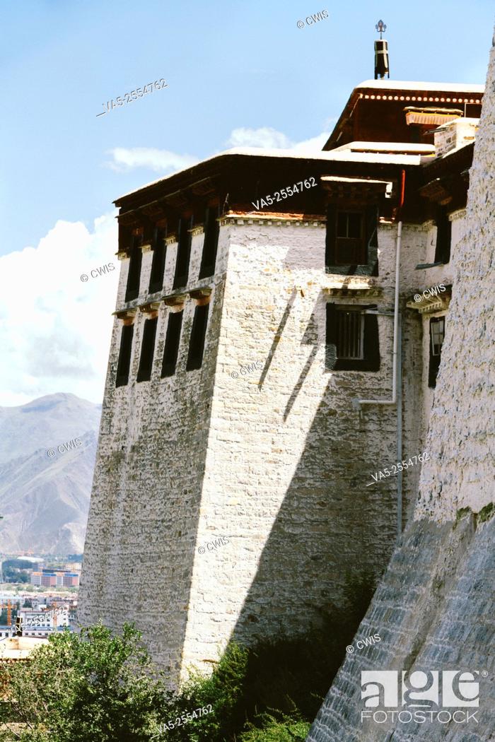 Stock Photo: The back side of Potala Palace in the daytime, Lhasa, China.